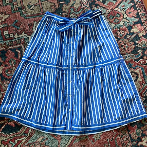 J. Crew Dresses & Skirts - J. Crew blue and white striped button front skirt with pockets